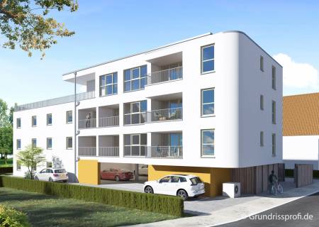 Visualisierung der Südostseite - Blick von der Hauptstraße Visualisierung der Südostseite - Blick von der Hauptstraße