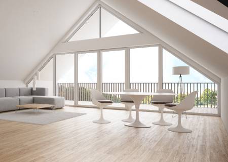 Visualisierung: Blick in den Wohnbereich der Dachgeschosswohnung Visualisierung: Blick in den Wohnbereich der Dachgeschosswohnung